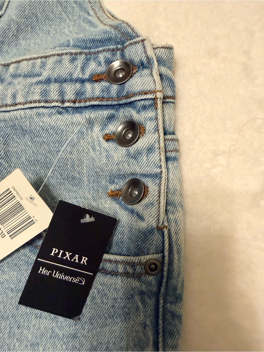 NWT Disney Pixar Denim Overalls with Colorful Toy Story Patch - Picture 10 of 10